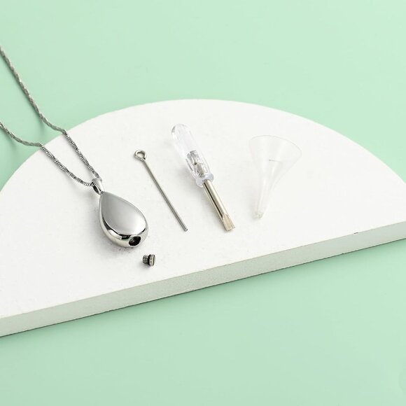 Always in My Heart Teardrop Ashes Urn Pendant - Durable & Elegant Jewelry - Picture 4 of 6